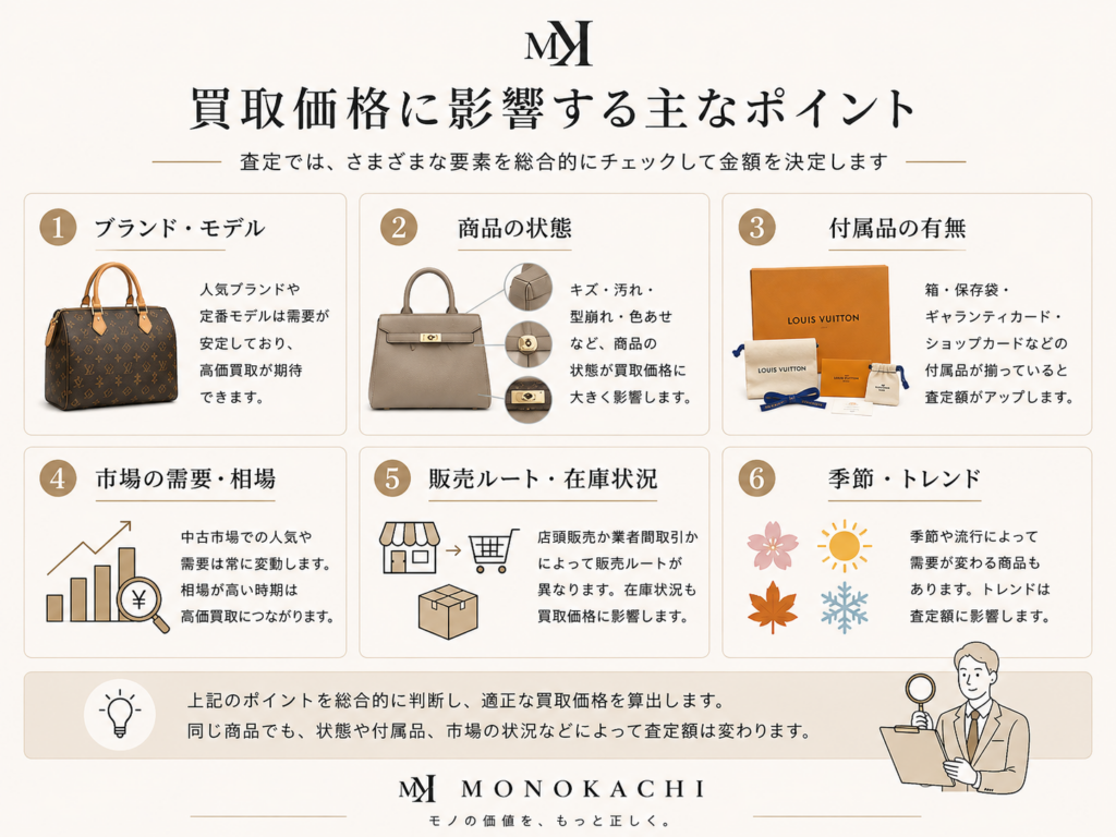 ブランド品の買取価格に影響する主なポイント