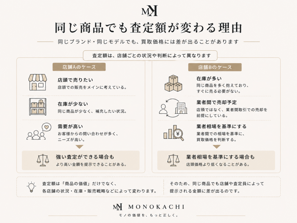 同じブランド品でも店舗によって査定額が変わる理由